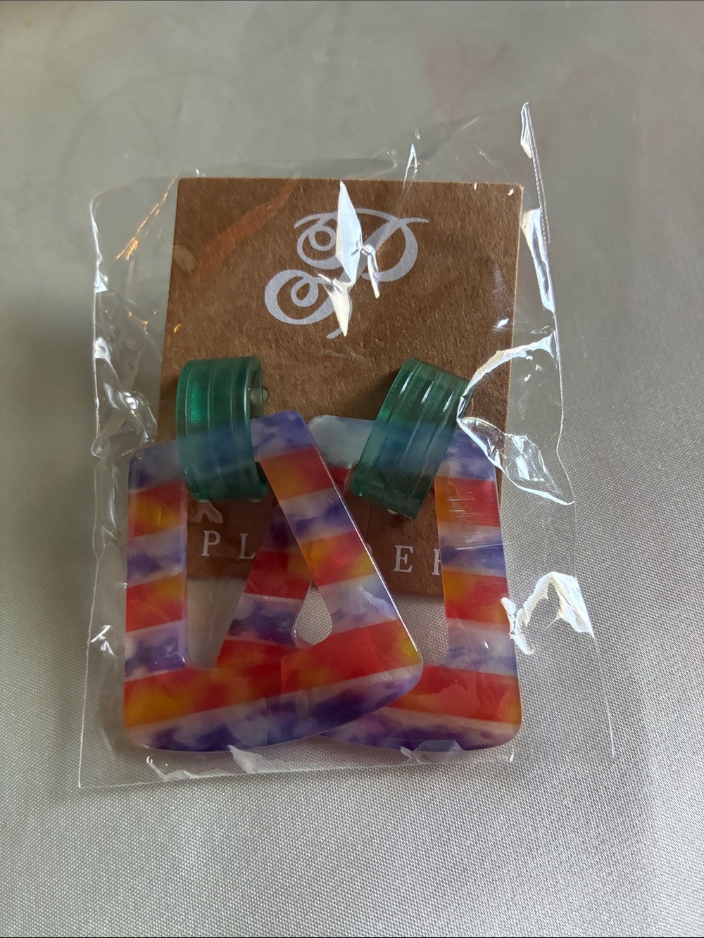 Plunder Multicolor Striped Acrylic Triangle Drop Earrings